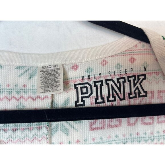 Victoria's Secret PINK Christmas Fair Isle Thermal One-Piece Pajamas S - Picture 4 of 9